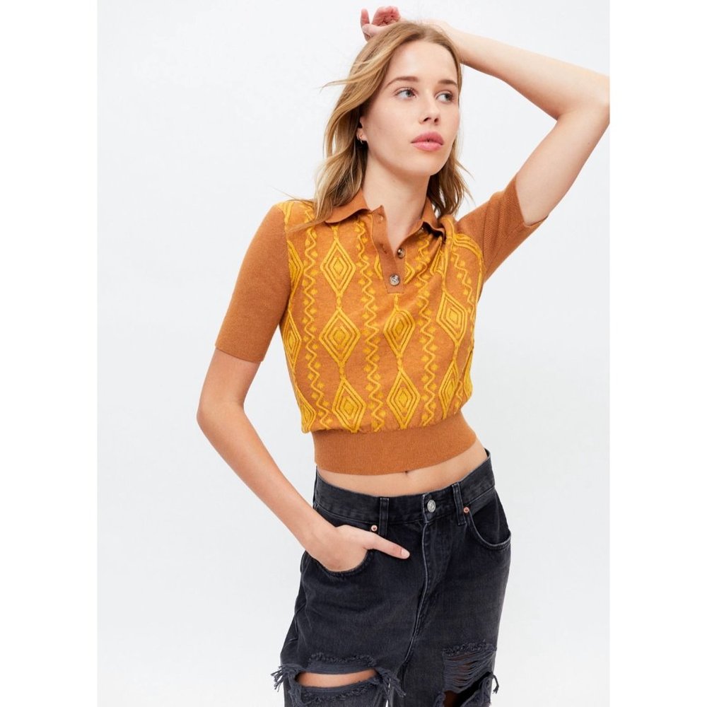 Urban Outfitters Bryce Jacquard Polo Knit Sweater - Picture 4 of 14